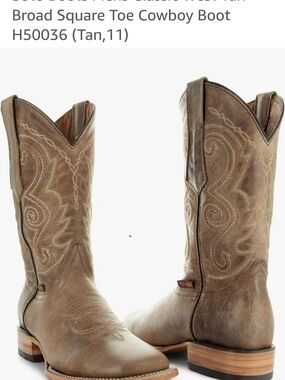 Classic Brown Leather Western Cowboy Boots - Broad Square Toe